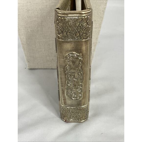 VTG VINTAGE SIDDUR JEWISH PRAYER BOOK COVER SILVER PLATED TURQUOISE - Picture 2 of 5